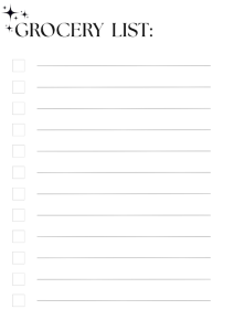 Simple printable grocery list