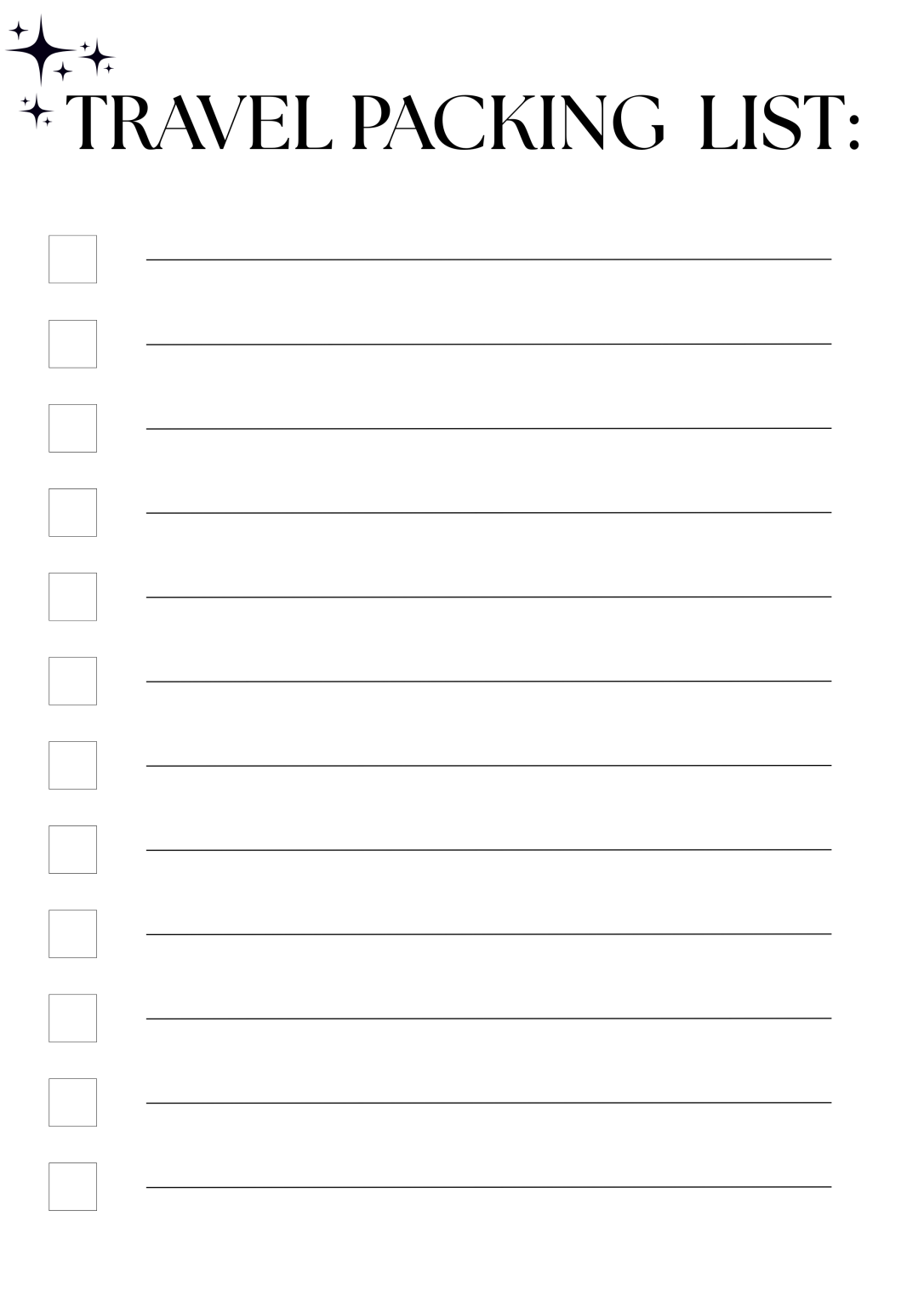 Simple Travel Packing List – Free Printable PDF – Crafty Library